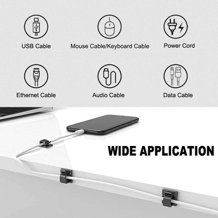 100x Adhesive Cable Clips, Self-Adhesive Wire Holder Organizer