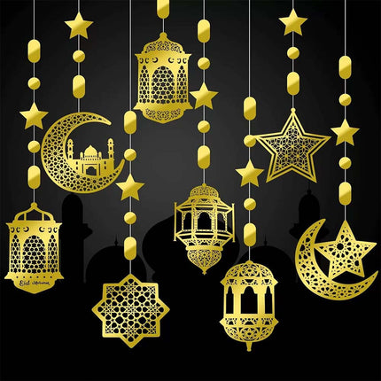 Eid Mubarak 8x Hanging Pendant Ramadan Muslim Party Streamer Banner