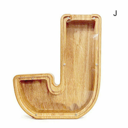 Wooden Piggy Bank, Funny Letter Coin Money Box for Kids & Adults Gift