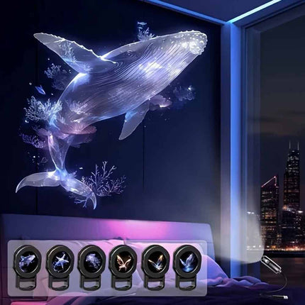 LED USB Projector Night Light, 6 Patterns Whale Jellyfish Butterfly Gift