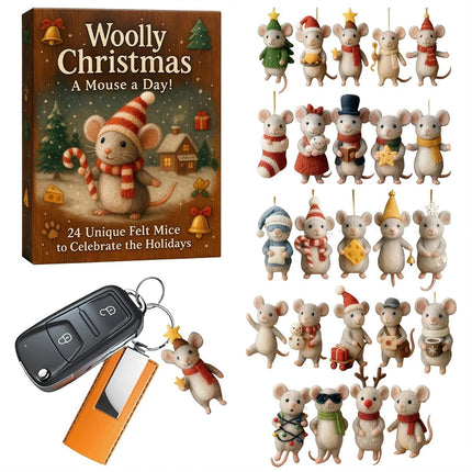 2025 Christmas Mouse Advent Calendar 2D Acrylic Winter Holiday Decor