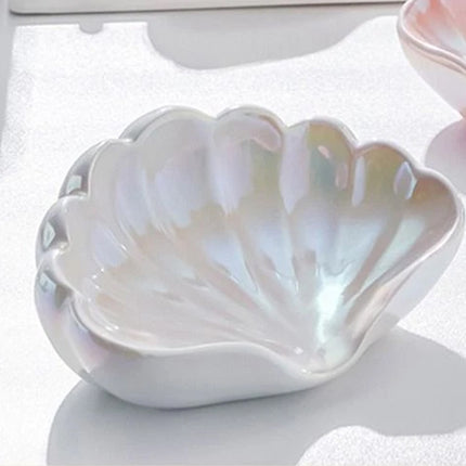 Creative Ceramic Seashell Soap Box, Draining Non-Slip Bathroom Soap Dish