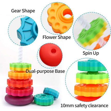 Fun Spinning Rainbow Stacking Tower with Gears for Toddlers