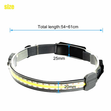 COB LED Headlamp with USB Rechargeable Head Band Lamp
