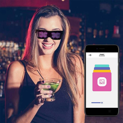 LED Bluetooth Glasses APP Programmable Text for Raves DJ EDM Events