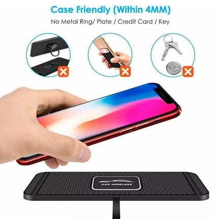 Wireless Car Charger Mat Non Slip Fast Charging Pad with 1M Cable Smartphone