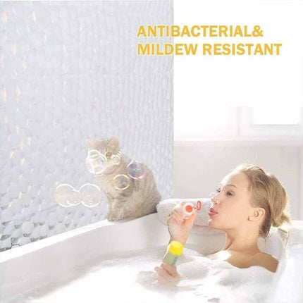 Waterproof EVA Bath Curtain 180x200cm, Mildew Resistant Shower Curtain