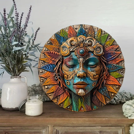 Circular Wooden Wall Art, Garden Wall Decor, Boho Witchy Hanging Gift 20cm