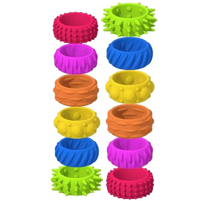 12 Pack Textured Fidget Sensory Rings for Adults & Children Multicolor