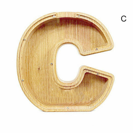 Wooden Piggy Bank, Funny Letter Coin Money Box for Kids & Adults Gift