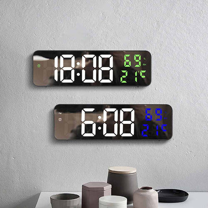 LED Digital Wall Clock, Large Screen with Time, Temperature & Humidity Display