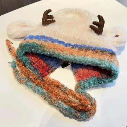 Creative Antler Hat & Bag 2-in-1 Festive Reindeer Knitted Beanie
