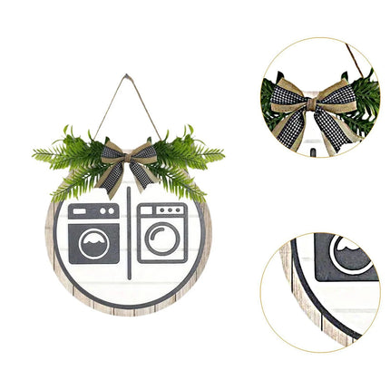 Wooden Laundry Room Sign, Washing Machine Wall Decor for Bathroom