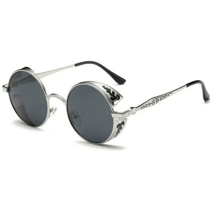 Men Women Steampunk Round Polarized Sunglasses UV400 for Driving Retro