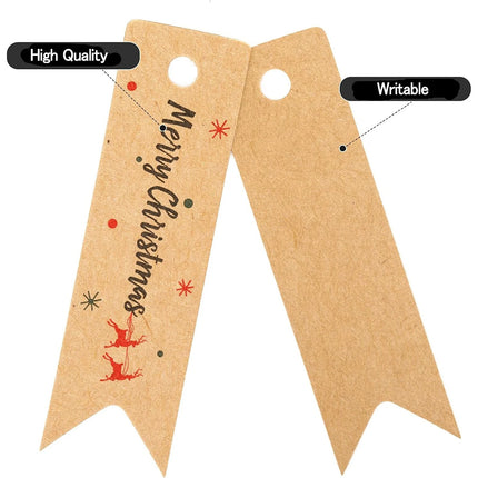 200PCS Merry Christmas Brown Kraft Gift Tags Small Xmas Gift Labels