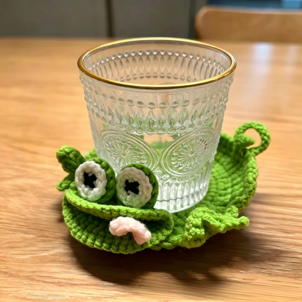 Handmade Crochet 3D Animal Coaster, Cute Knitted Mug Rug Round Drink Mat