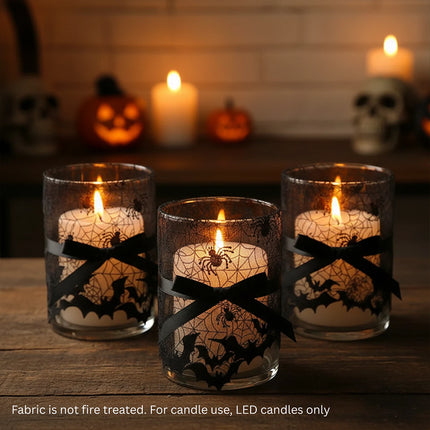 Halloween Lamp Shade & Fireplace Cover, Lace Cobweb Spider Gothic Decor