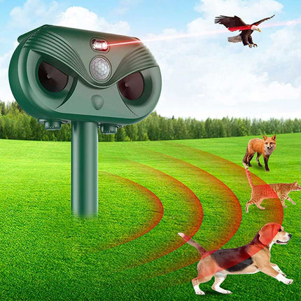 Ultrasonic Pest Repeller Solar Powered Cat Dog Fox Scarer Garden Deterrent
