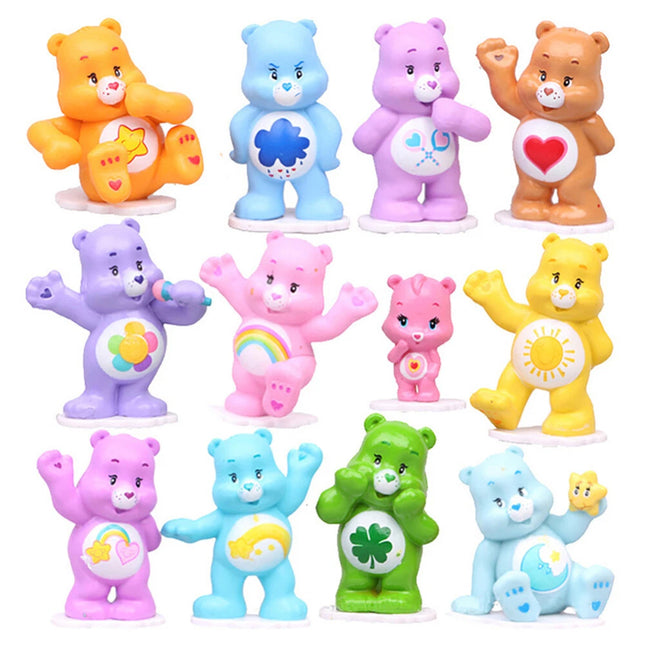 12Pcs Rainbow Bears Care Bears Playset Figure Cake Decor Topper Toys