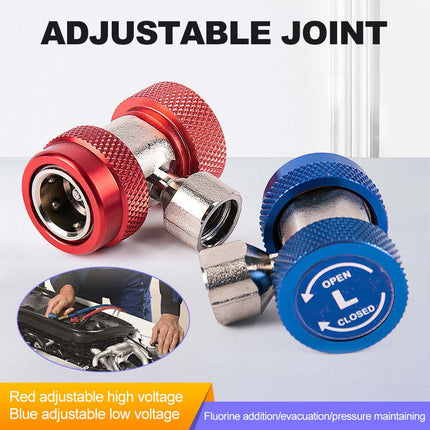 2pcs R134A AC Manifold Adapter Set, High Low Coupler Connector