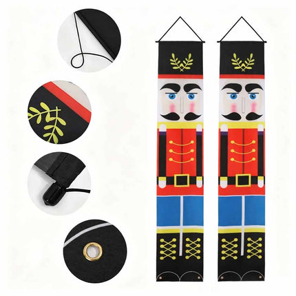 Christmas Nutcracker Soldier Banner Flag Wall Hanging Xmas Decor 180x30cm
