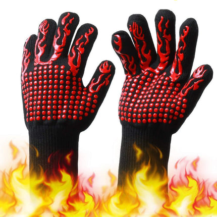 2x 1472°F Heat Resistant Oven Gloves 35cm BBQ Silicone Kitchen Mitts