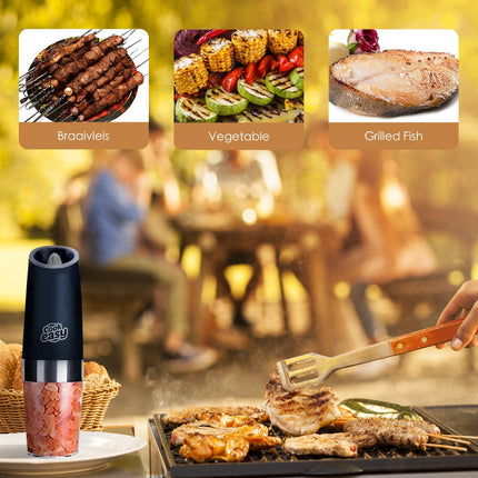 2 Pcs Electric Salt & Pepper Shakers – Gravity-Activated Spice Grinders