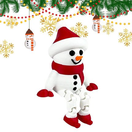 2PCS Christmas 3D Printed Snowman Flexible Festive Tabletop Xmas Gift