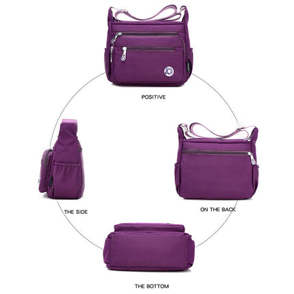 Canvas Messenger Bag Women Multi Pockets Cross Body Shoulder Handbag