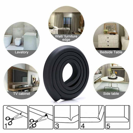 Safety Table Edge Desk Corner Protector Foam Bumper Strip 2M Black