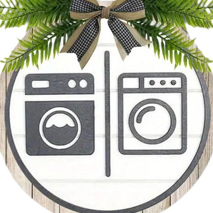 Wooden Laundry Room Sign, Washing Machine Wall Decor for Bathroom