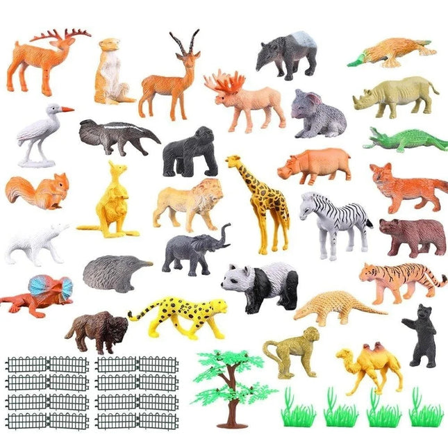 53 Pcs Mini Animal Figures Toy Gift Set Jungle Animals Non-Toxic Paint