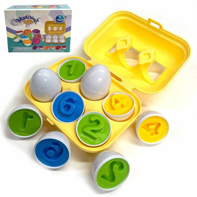 6 Pcs Baby Matching Eggs Color Shape Sorter Montessori Sensory Puzzle