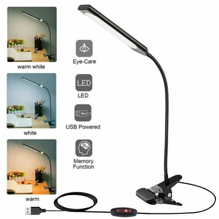 Flexible USB Clip-On Reading Lamp, LED Bedside Desk Light for Night