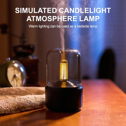 Vintage Black USB Plug-In Candlelight Aroma Diffuser Humidifier 120ml