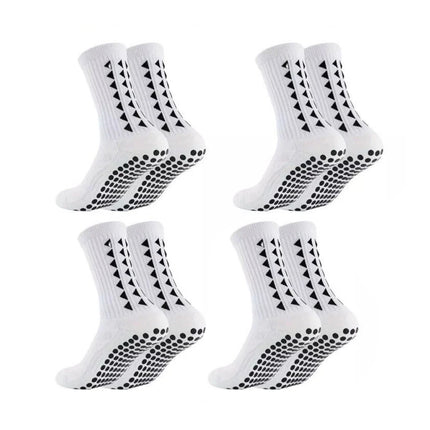 White Sports Grip Socks 4 Pairs Football Rugby Anti Slip Non Slip Unisex