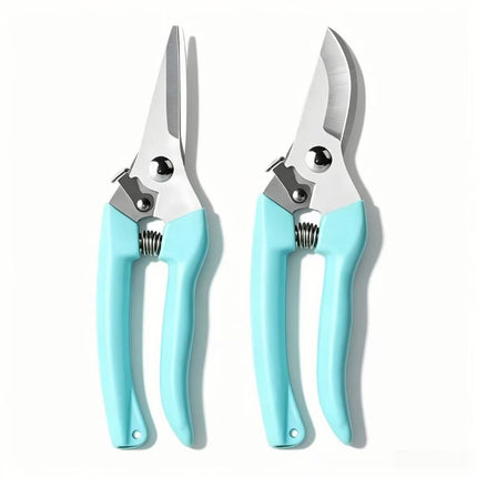 2-Piece Stainless Steel Garden Shears, Straight & Curved Blades