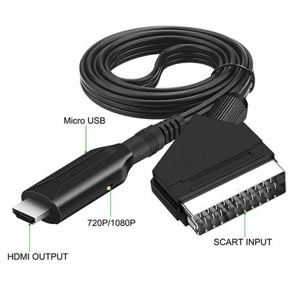 Portable SCART HDMI Converter Adapter Video Audio with USB Cable for TV