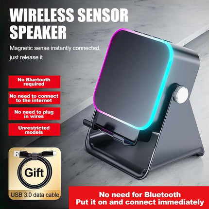 Mini Induction Speaker with Phone Stand 5 in 1 Wireless Bluetooth Audio