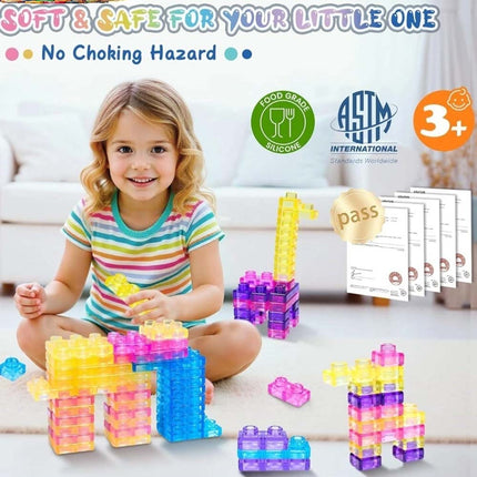 Jelly Blox Mega Pack 40pc – Soft Sensory Building Blocks STEM Toy