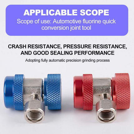 2pcs R134A AC Manifold Adapter Set, High Low Coupler Connector