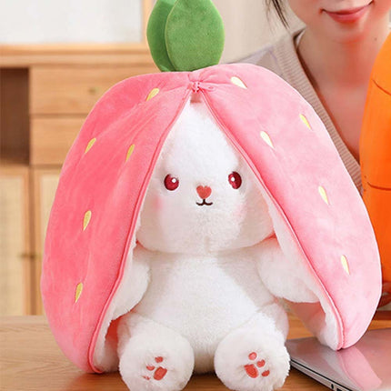 18cm Strawberry Bunny Plush Doll Soft Hide-and-Seek Toy Gift
