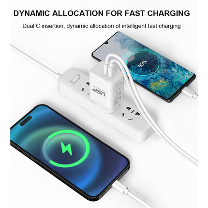 45W GaN Super Fast 2-Port USB-C Wall Charger for iPhone iPad Samsung