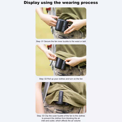 Clip On Waist Fan Hands Free Rechargeable Under Shirt Personal Cooling Fan