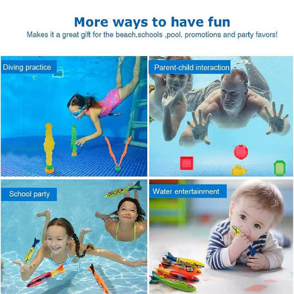 19pcs Kids Underwater Diving Toy Set, Swimming Pool Dive Rings & Seaweeds
