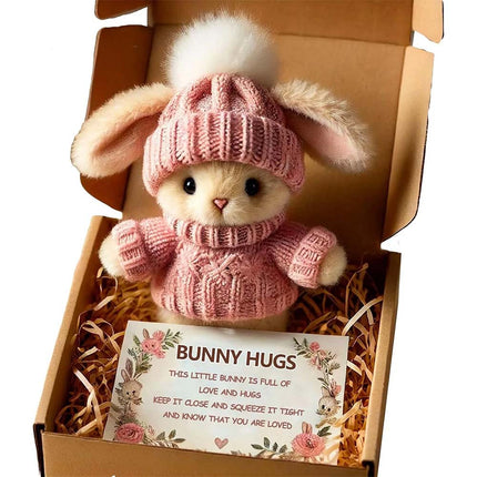 Cute Easter Gift Card Pink Mini Bunny Hug Rabbits in Box Mini Bunnies