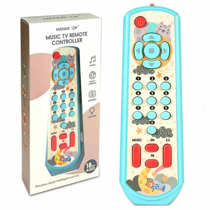 TV Remote Control Toy Sensory Lighting Music Buttons Toddler Play Set Blue