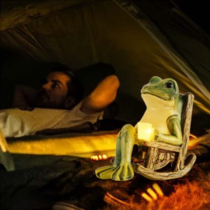 Solar Powered Frog Statue LED Light, Mini Garden Ornament Indoor/Outdoor