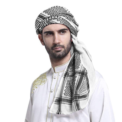 Men Arab Keffiyeh Shemagh Scarf Muslim Turban Palestine Headwrap