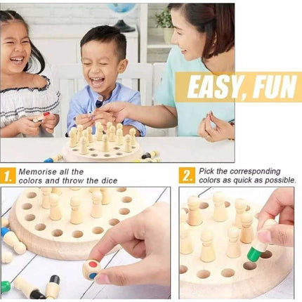 Wooden Memory Match Stick Chess Game Board Puzzle Montessori Toy